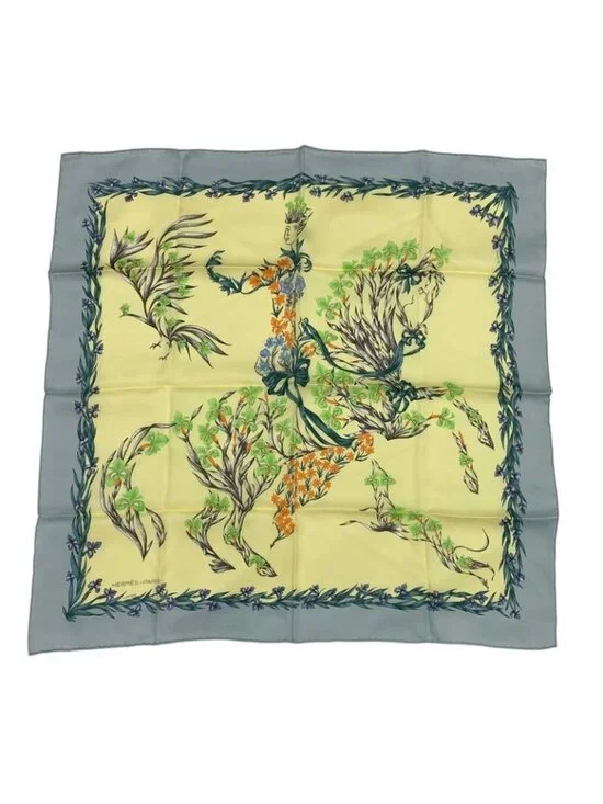 Hermes Hd'origny Blooming Horse Silk Scarf Multicolor