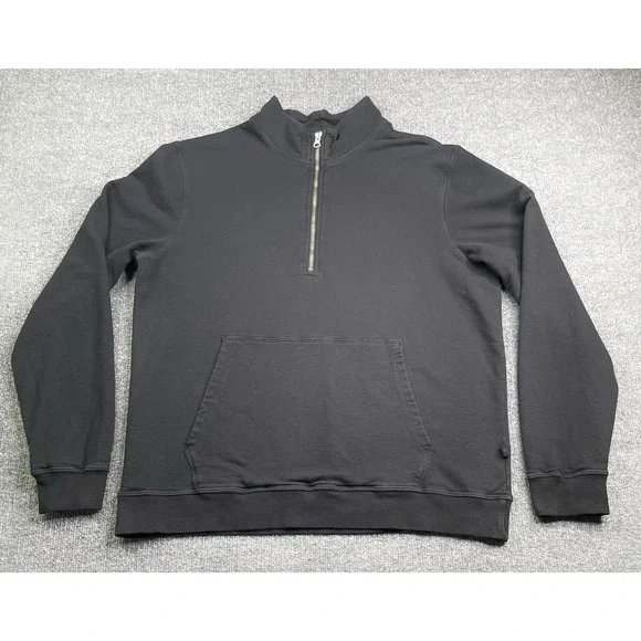 American Giant Quarter Zip‎ Sweatshirt Mens Large Black Cotton Pullover USA Made