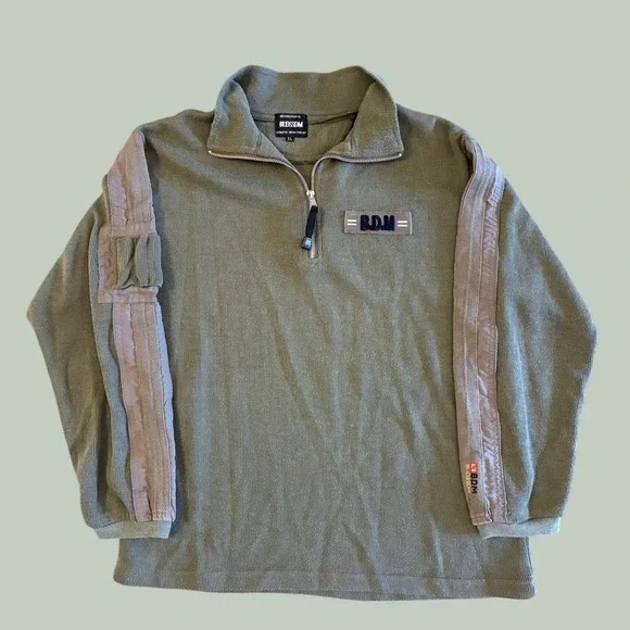 Vintage Blossom International BDM Quarter Zip Pullover Olive Green‎ Utility XL