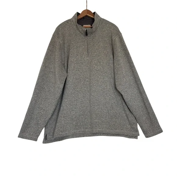 Wrangler Authentics Mens 2XL Gray Sweater Knit Quarter Zip Fleece Pullover
