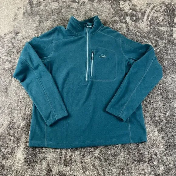 LL Bean Trail Fitness Fleece 1/4 Zip Men's M Blue Pullover Sweater NWT Outdoor