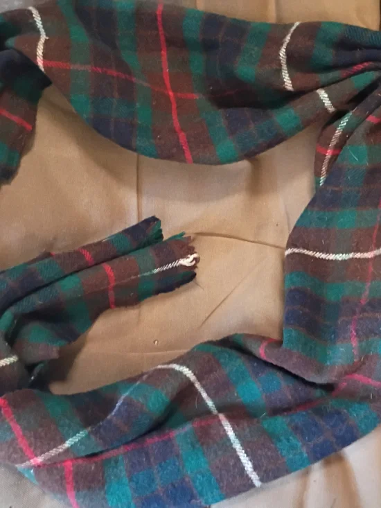 Plaid Wool-Blend Scarf Jacket Accessory in Green & Navy