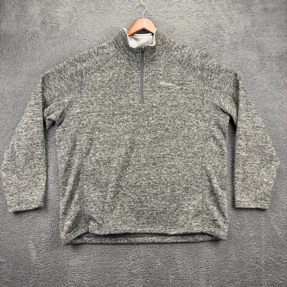 Eddie Bauer Mens 1/4 Zip Pullover XXL Gray‎ Heather Long Sleeve Sweater