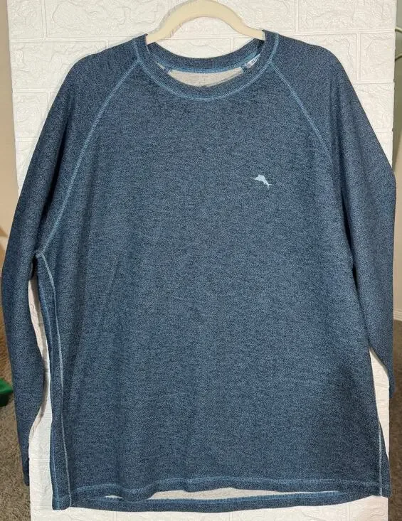 Tommy Bahama Men’s XL Blue Heathered Crewneck Sweatshirt Marlin Logo