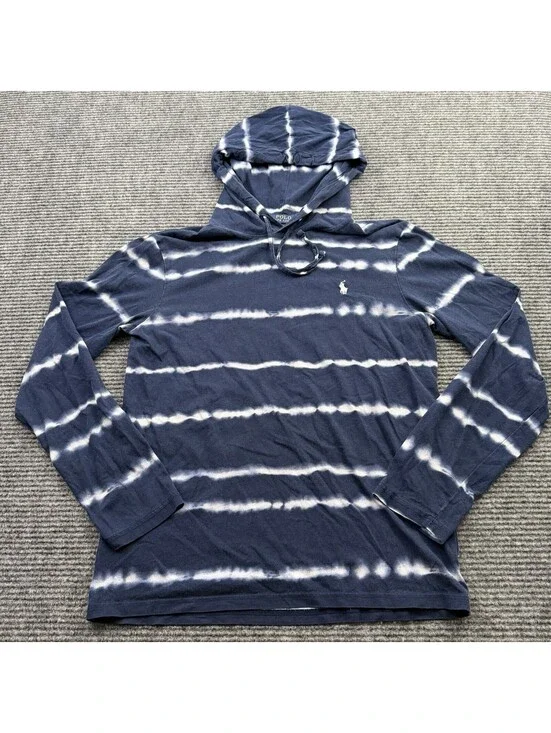 Polo Ralph Lauren Hooded Sweatshirt Men’s Size Small Lightweight Blue White
