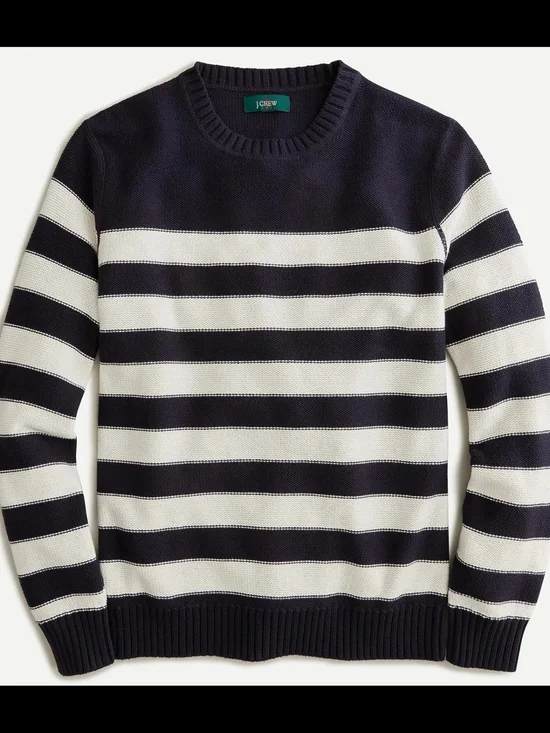 J. Crew Navy and White Striped Crewneck Sweater