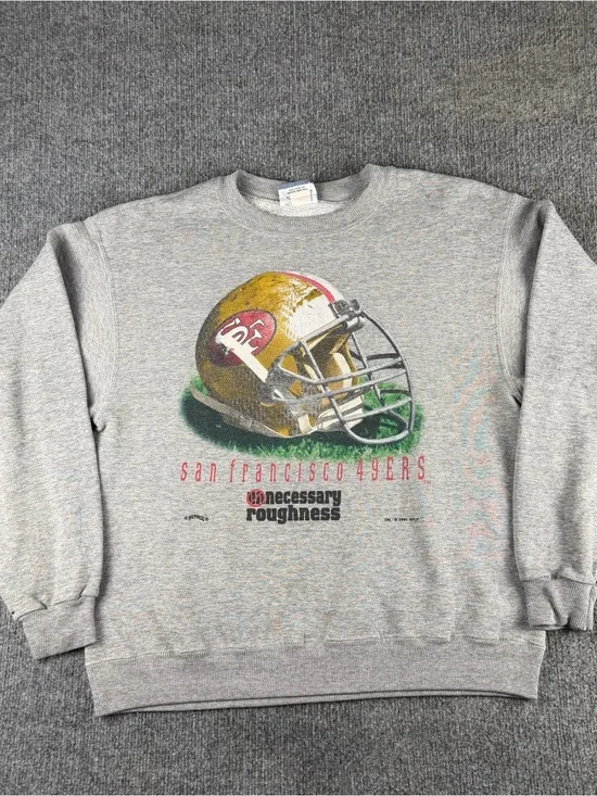 Vintage San Francisco 49ers Crewneck Sweater Mens Medium Grey Lee Sport NFL 90s