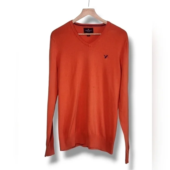 American Eagle Outfitter Vintage fit orange v-neck light sweater mens me…