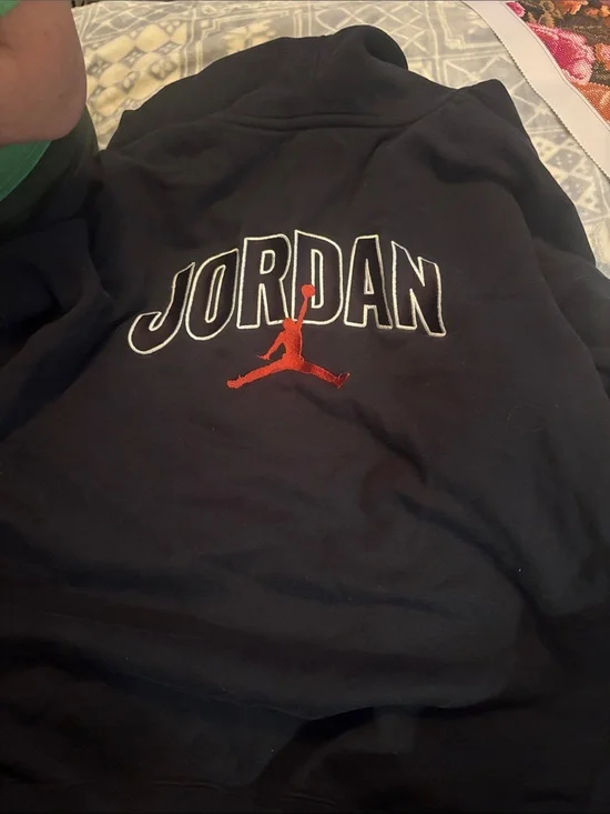 Jordan Crewneck Sweatshirt in Black with Red Jumpman
