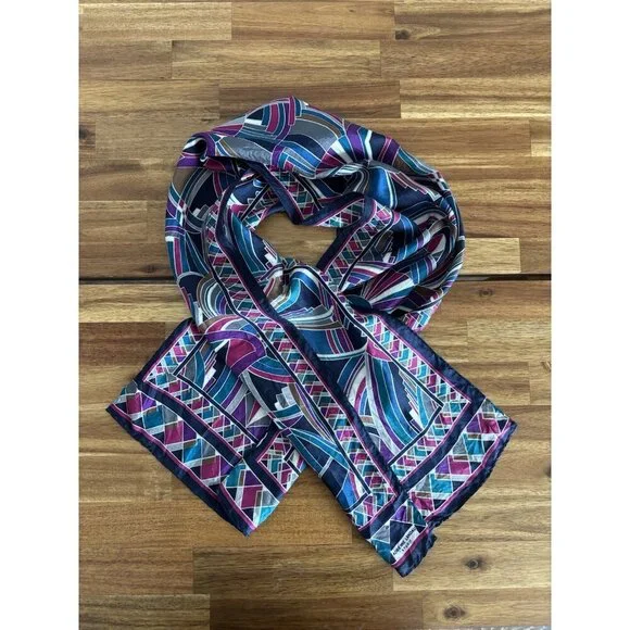 Adrienne Landau Scarf Multicolor Scandi Girl Office Handbag Scarf Abstract Print