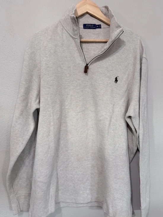 Polo by Ralph Lauren Men's Cream Half-Zip Pull-Over Sweater