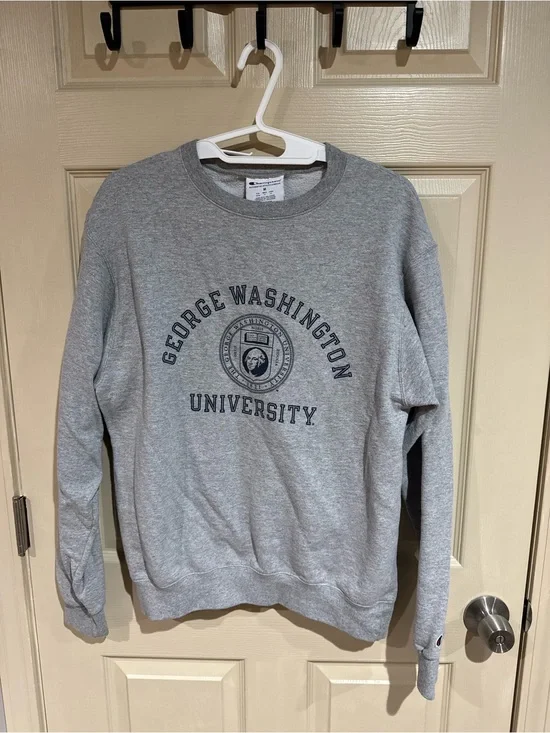 Champion Gray George Washington University Crewneck Sweatshirt