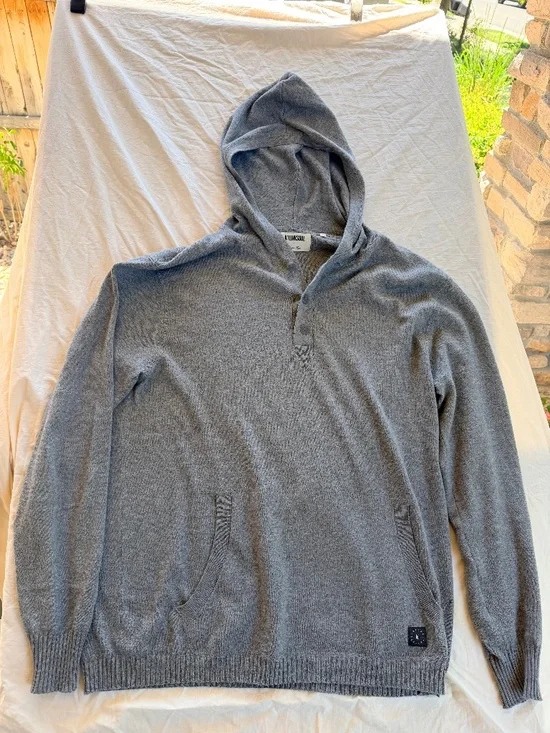 Linksoul Men's Cotton Cashmere Hoodie Sweater Gray Size L