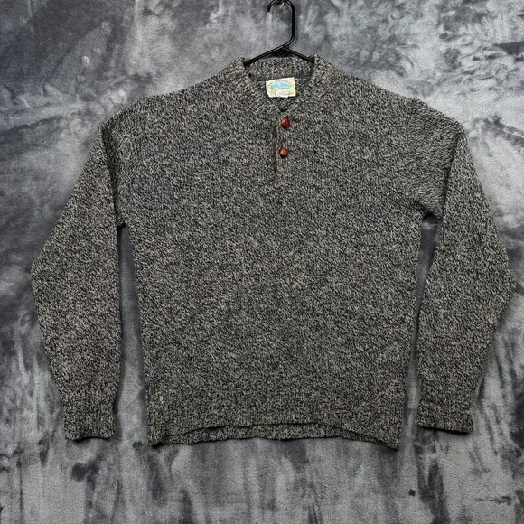 Royal North Mills Outfitters Sweater Mens XL Grey Wool Blend Henley USA Made