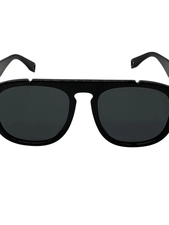 FENDI BLACK RECTANGLE ACETATE SUNGLASSES