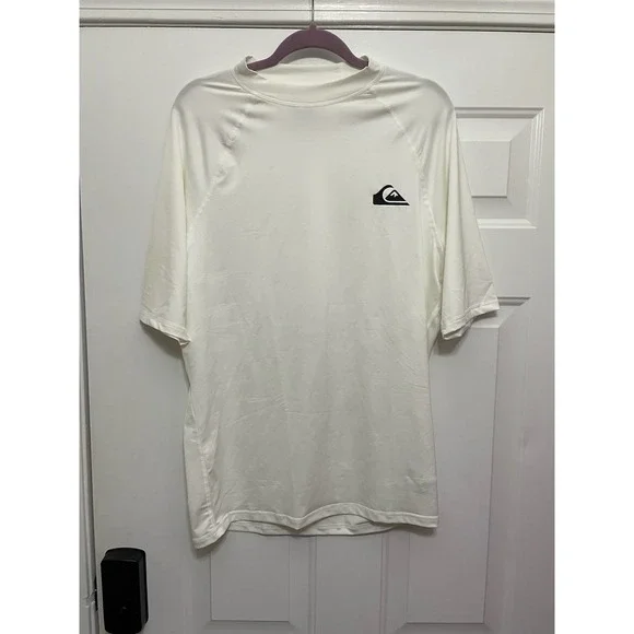 Quiksilver UPF 50+ Short Sleeve Rash Guard White Size XXL Surf Beach Sport
