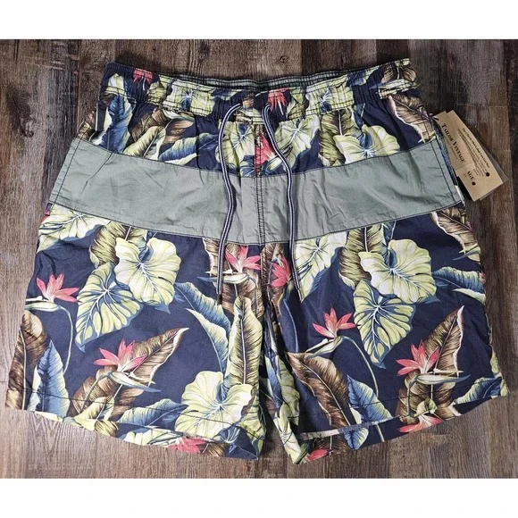 NEW Tailor Vintage Classic Shorts Sz L Swim Trunks Tropical Print MSRP $78 NWT