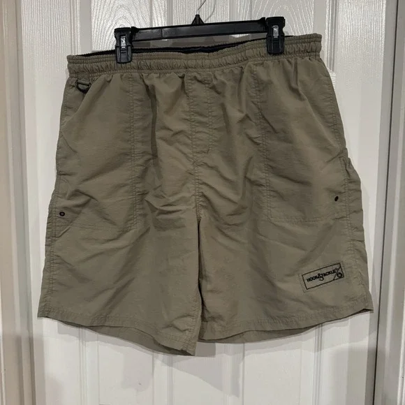 Hook‎ & Tackle Swim Trunks Mens 2x Khaki Elastic Waist Fishing Outdoors Lined