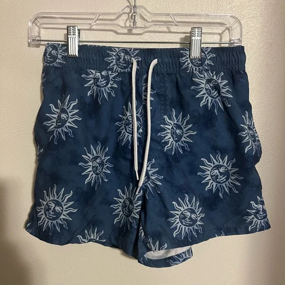 ASOS Classic Happy Face Sun Print Summer‎ Drawstring Swim Trunks Men's Size XS