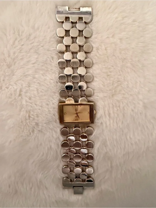 New York & Company Two-Tone Rectangular Dial Bracelet Watch