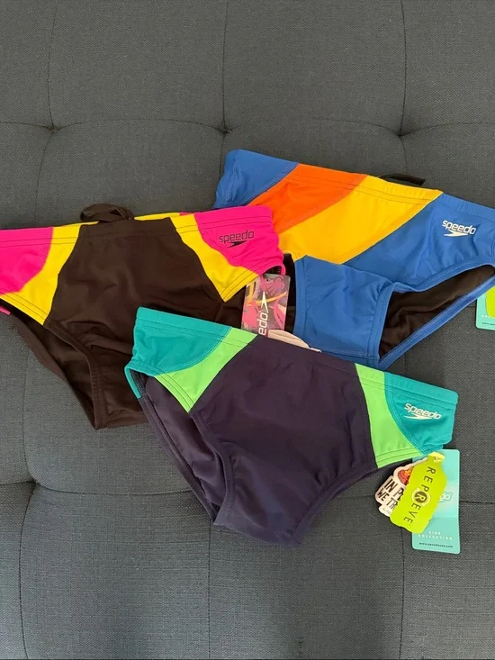 Men’s Speedo Swim Briefs bundle of 3 NEW Euro Brazilian Eco Endurance waist 30