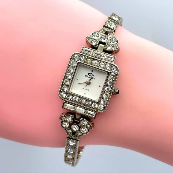 CENERE New York Swiss Quartz Rhinestone Art Deco Statement Watch NEW BATTERY