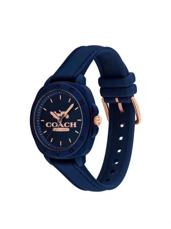NEW Coach Kitt Navy Blue Silicone Analogue Women's Round Watch NEW IN BOX