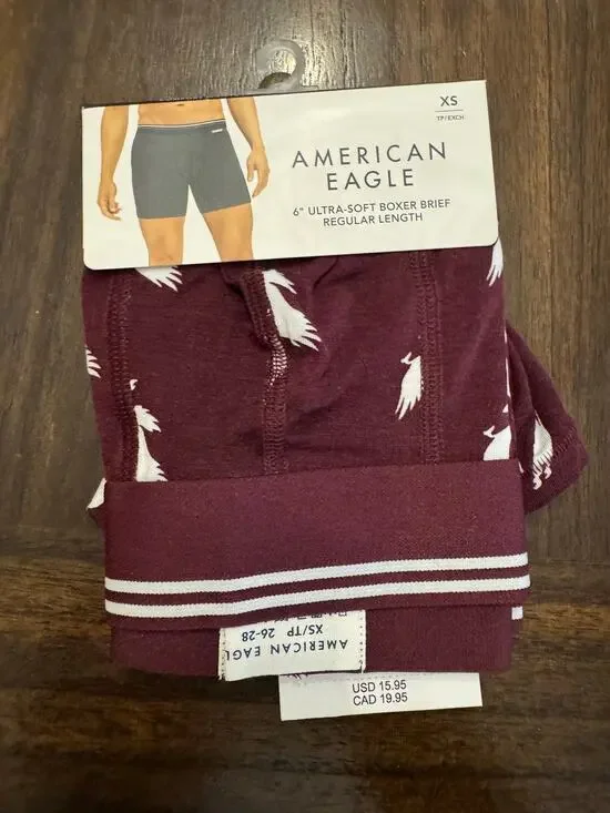 American Eagle Outfitters burgundy boxer brief with white bird graphics size XS