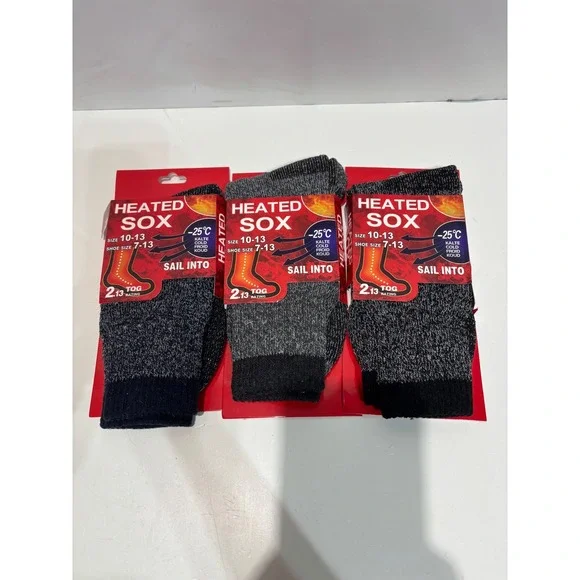 Heated Sox Thermal Socks Mens 10-13 Multi 3-Pack 2.13 TOG Extreme Cold -25C