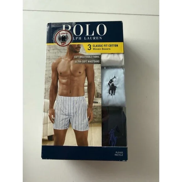 Polo Ralph Lauren 3-Pack WOVEN Boxers~Men's LRG 36