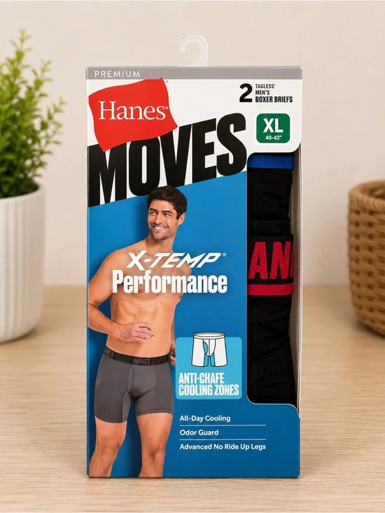 Hanes X-Temp Performance Boxer Briefs 2 Pack Men’s XL 40-42 NEW