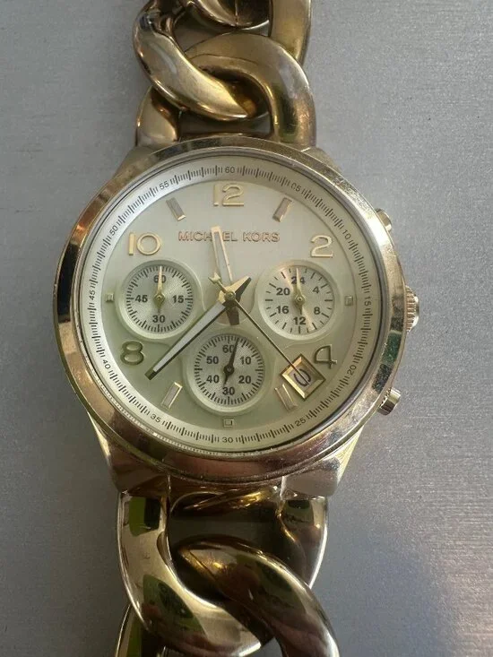 Michael Kors Gold-Tone Watch with Chain Link Bracelet