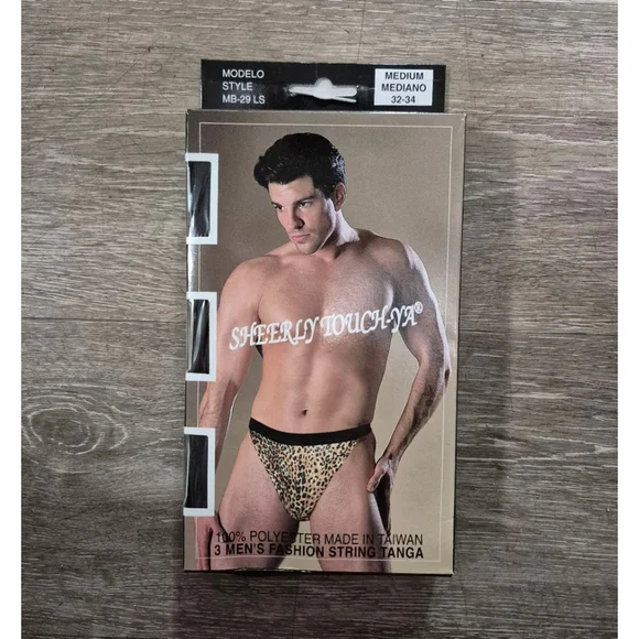 Vintage Men’s String Tanga Cheetah Print NWT NOS 80’s 90’s Med & LG