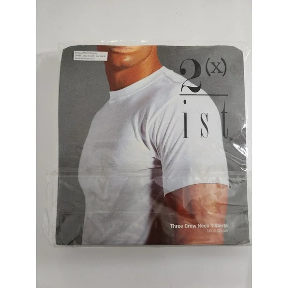 2(x)ist Crew Neck T-Shirts White 3-Pack 100%‎ Cotton Vintage Small