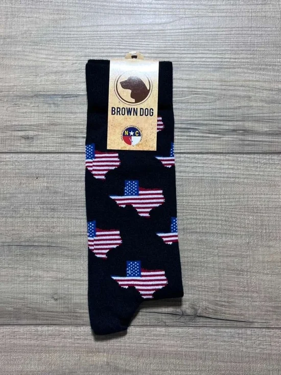 Brown‎ Dog Hosiery Men's Texas USA Printed Socks Dark Navy Blue