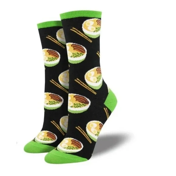 Ramen Noodles Novelty Socks One Size Noodle Sox NEW Fun Gift‎ Black