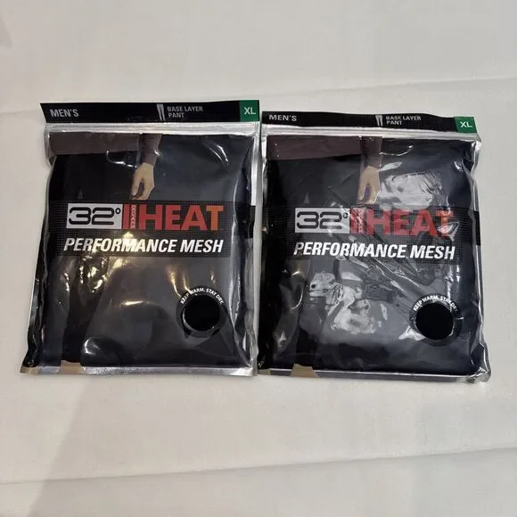 Lot (2) 32° Heat Men's Performance Thermal Base Layer Pant Size XL Black NIP