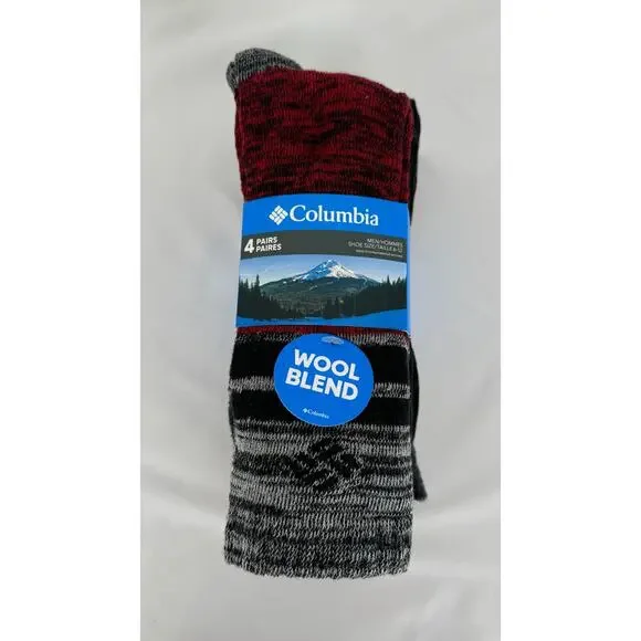 Columbia Mens Wool Blend Crew Mi-chaussettes Socks Size 6-12 4 Pair New