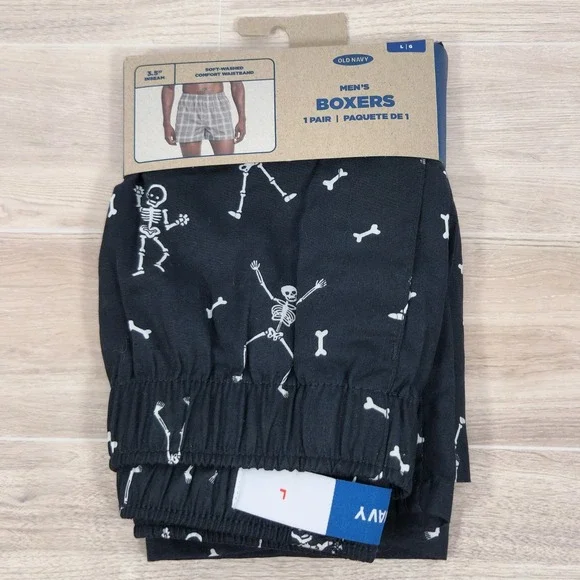New‎ In Package ~ Old Navy Cotton Skeleton Boxers ~ Halloween ~ Mens Large 36/38