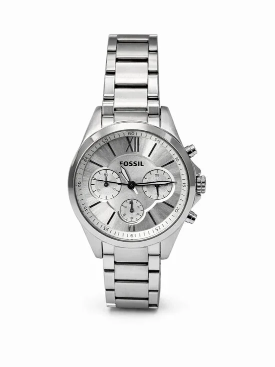 Fossil Modern Courier BQ3035 Womens Silver Chronograph Watch 36mm
