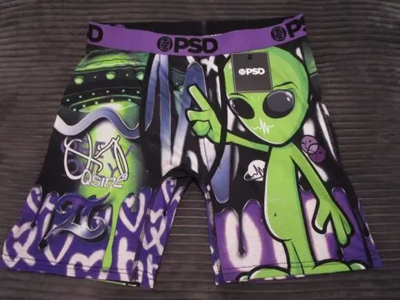 PSD Qside Qrew Only Green Alien Men's Large Underwear Boxer Briefs