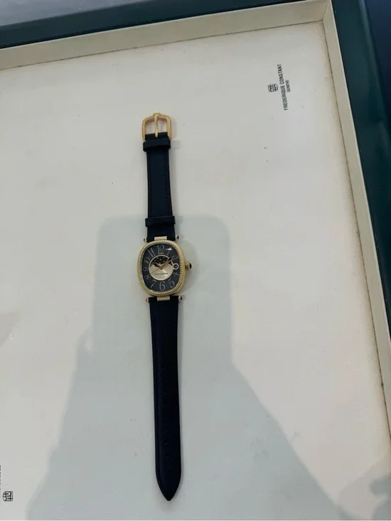 New Judith Ripka Classics Gold-Tone Moon Phase Oval Watch w/ Black Leather Strap