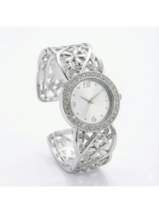 Women's Silver Plated Watch Crystal Accents