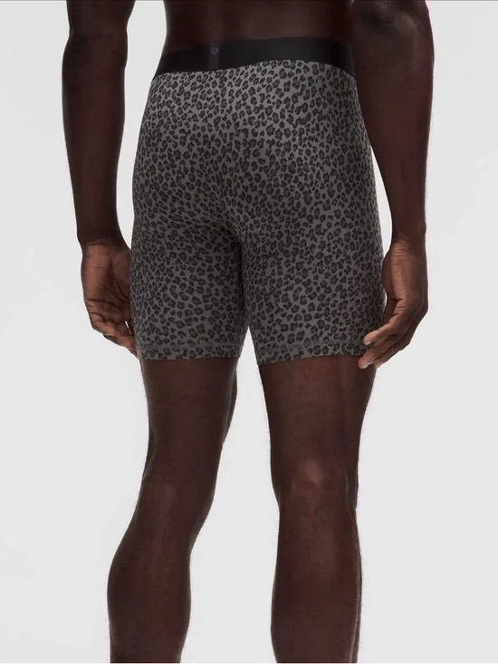 Lululemon always in motion Mens small 5” Grey Leopard Print Stretch Boxer
