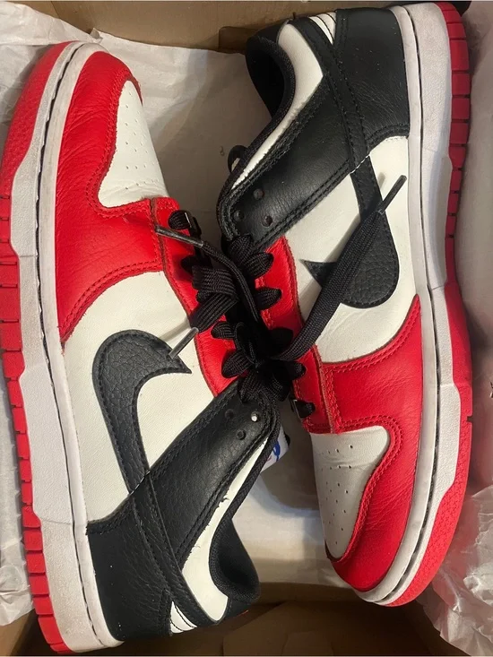 Nike Dunk Low Retro EMB Red, Black & White Low-Top Sneakers