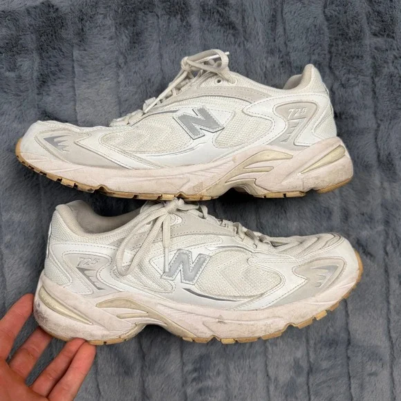 New Balance 725 White Silver Running Shoes ML725AF Mens 11 Low Top Sneakers