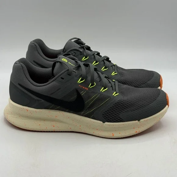 Nike Run Swift 3 Shoes Mens Size 9.5 Iron Grey Total Orange Running HV5226-068