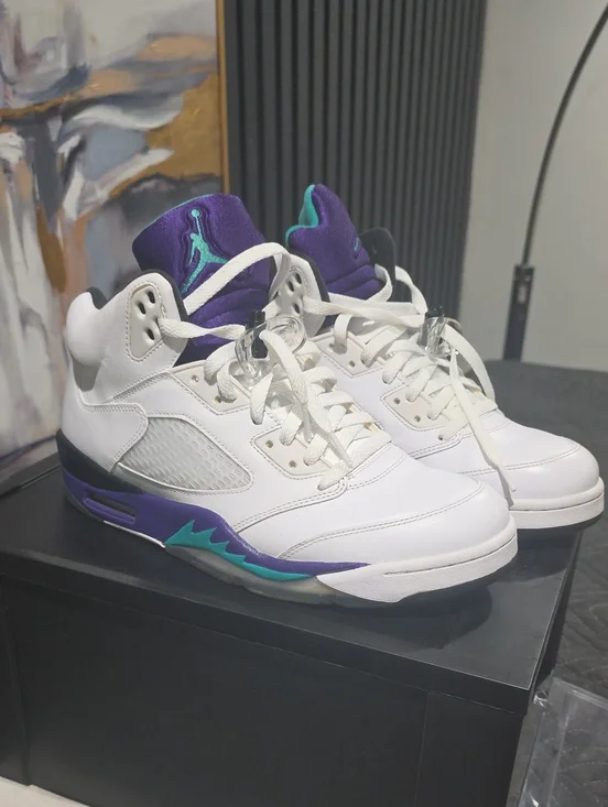 Nike White Purple Teal Air Jordan 5 Retro Men’s Sneakers