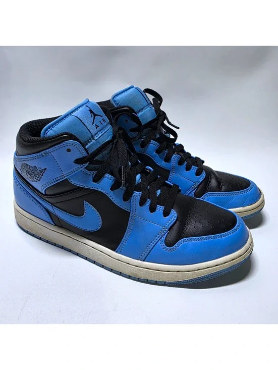 Jordan Air Jordan 1 Mid University Blue Black Mid Top Lace-Up Leather DQ8426-401