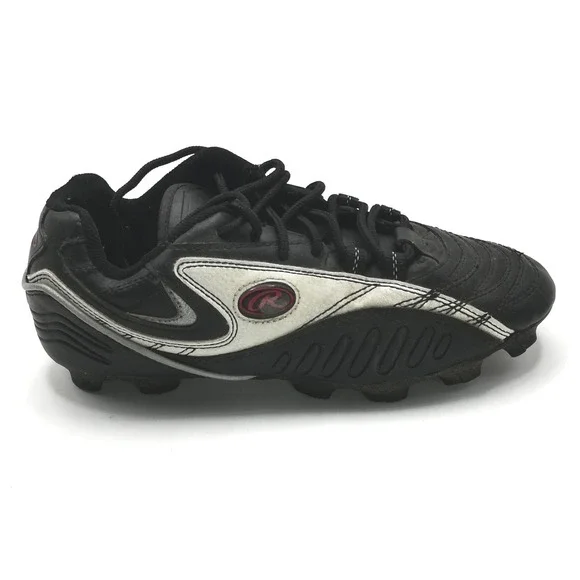 Rawlings Shoes‎ Mens Cleats Soccer Goalie Black White Faux Leather Lace Up 7.5